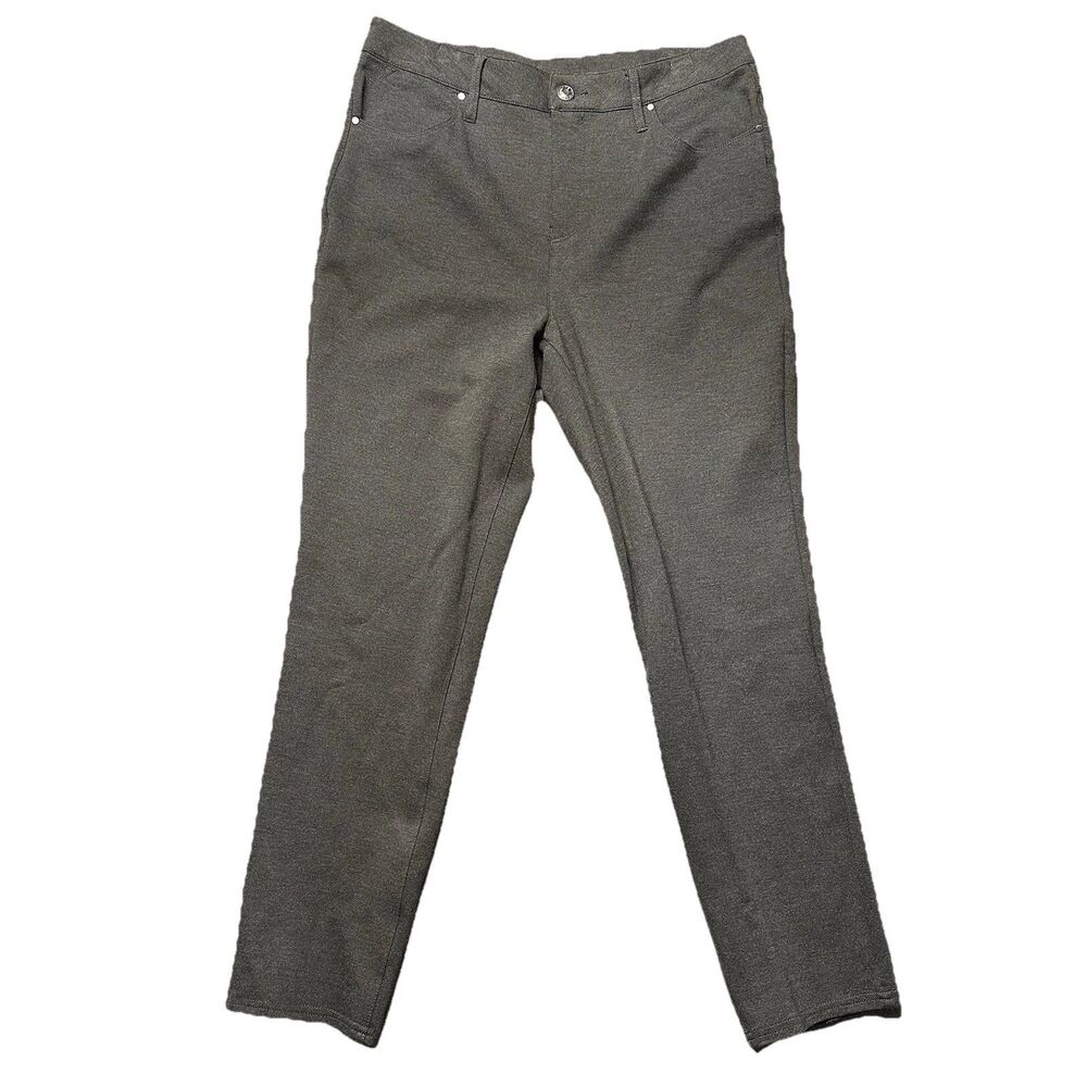 Chicos Womens 1P US 8P Pants Gray Ankle Straight Stretch Knit Button Zip EUC
